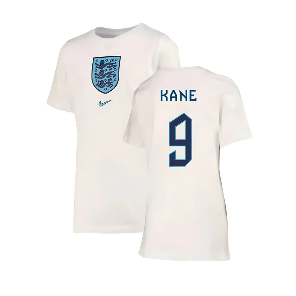 '22-'23 England Crest Tee (White) - Kids (Kane 9) Polyester Made By: Nike Unisex Kids White Medium