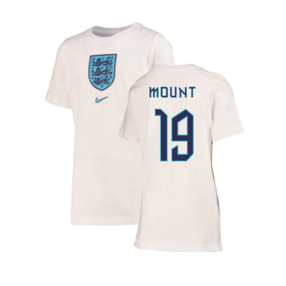 '22-'23 England Crest Tee (White) - Kids (Mount 19) Polyester Made By: Nike Unisex Kids White Medium
