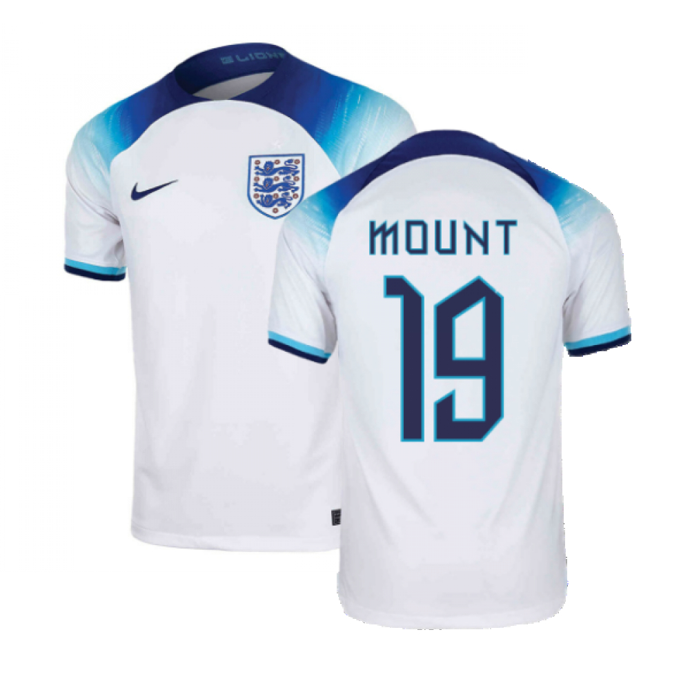 '22-'23 England Home Shirt (Mount 19) Polyester Mason Mount Made By: Nike Men's White Extra Large