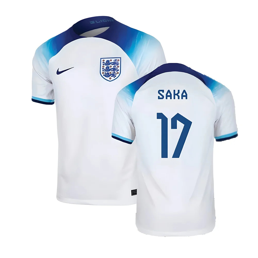 '22-'23 England Home Shirt (Saka 17) Polyester Made By: Nike Men's White Extra Large
