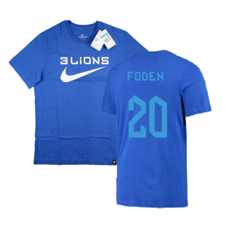 '22-'23 England Three Lions Tee (Blue) (Foden 20) Polyester Made By: Nike Men's Blue Xxl