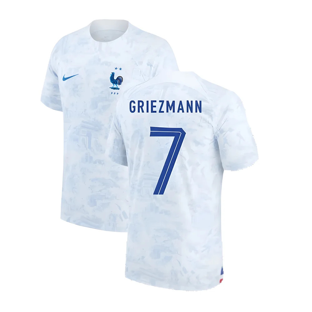 '22-'23 France Away Shirt (Griezmann 7) Polyester Antoine Griezmann Made By: Nike Men's White Xxl
