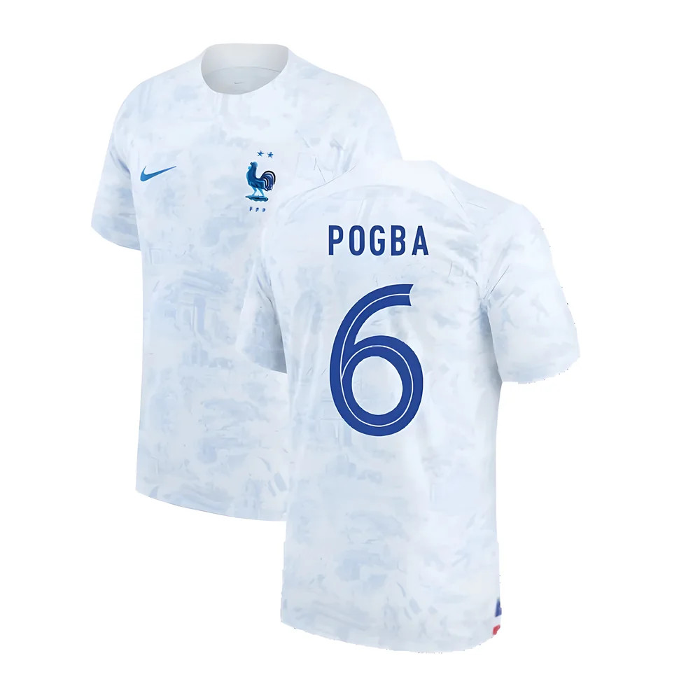 '22-'23 France Away Shirt (Pogba 6) Polyester Paul Pogba Made By: Nike Men's White Xxl