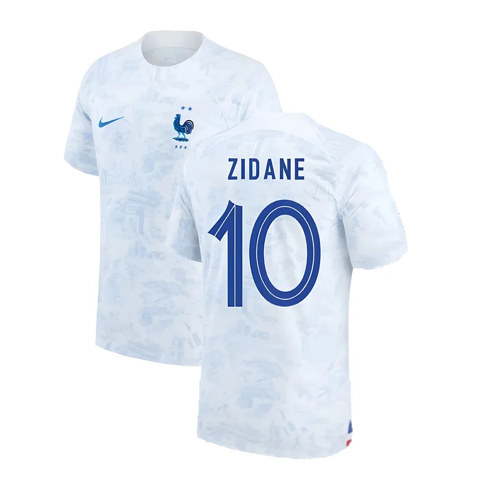 '22-'23 France Away Shirt (Zidane 10) Polyester Zinedine Zidane Made By: Nike Men's White Xxl