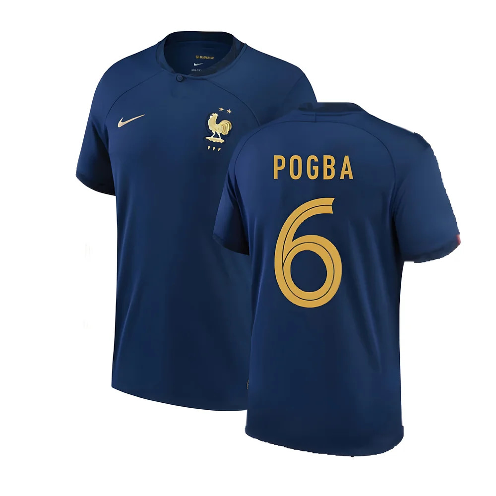 '22-'23 France Home Shirt (Pogba 6) Polyester Paul Pogba Made By: Nike Men's Navy Xxl