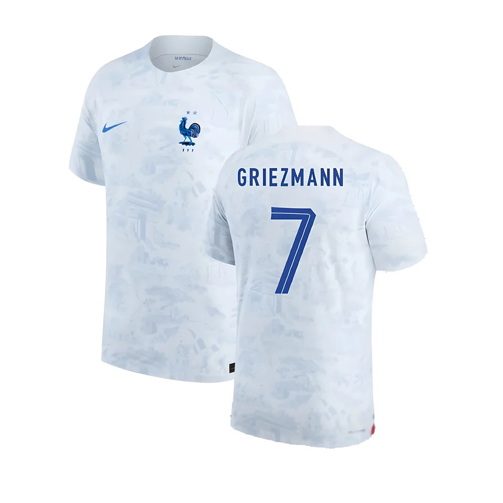 '22-'23 France Match Adv Dri-Fit Away Shirt (Griezmann 7) Polyester Made By: Nike Men's White Xxl