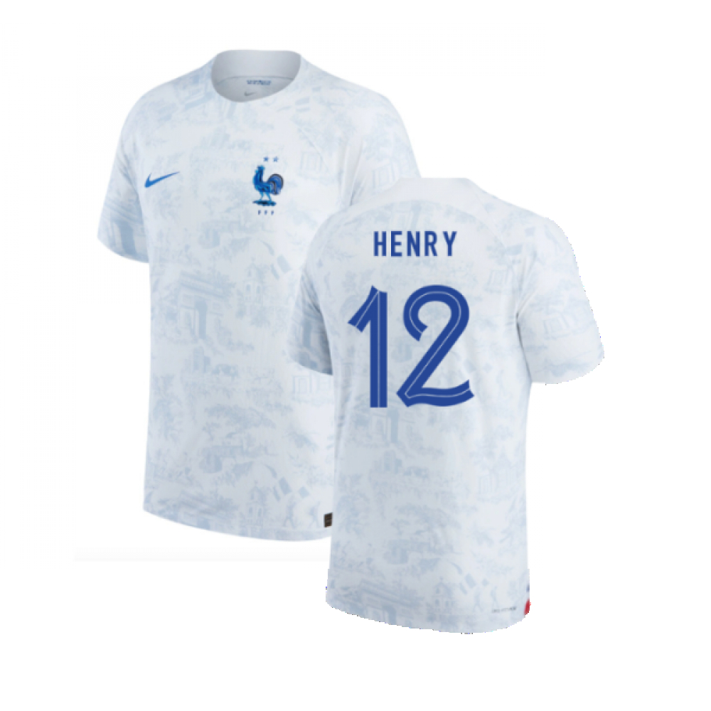 '22-'23 France Match Adv Dri-Fit Away Shirt (Henry 12) Polyester Made By: Nike Men's White Xxl