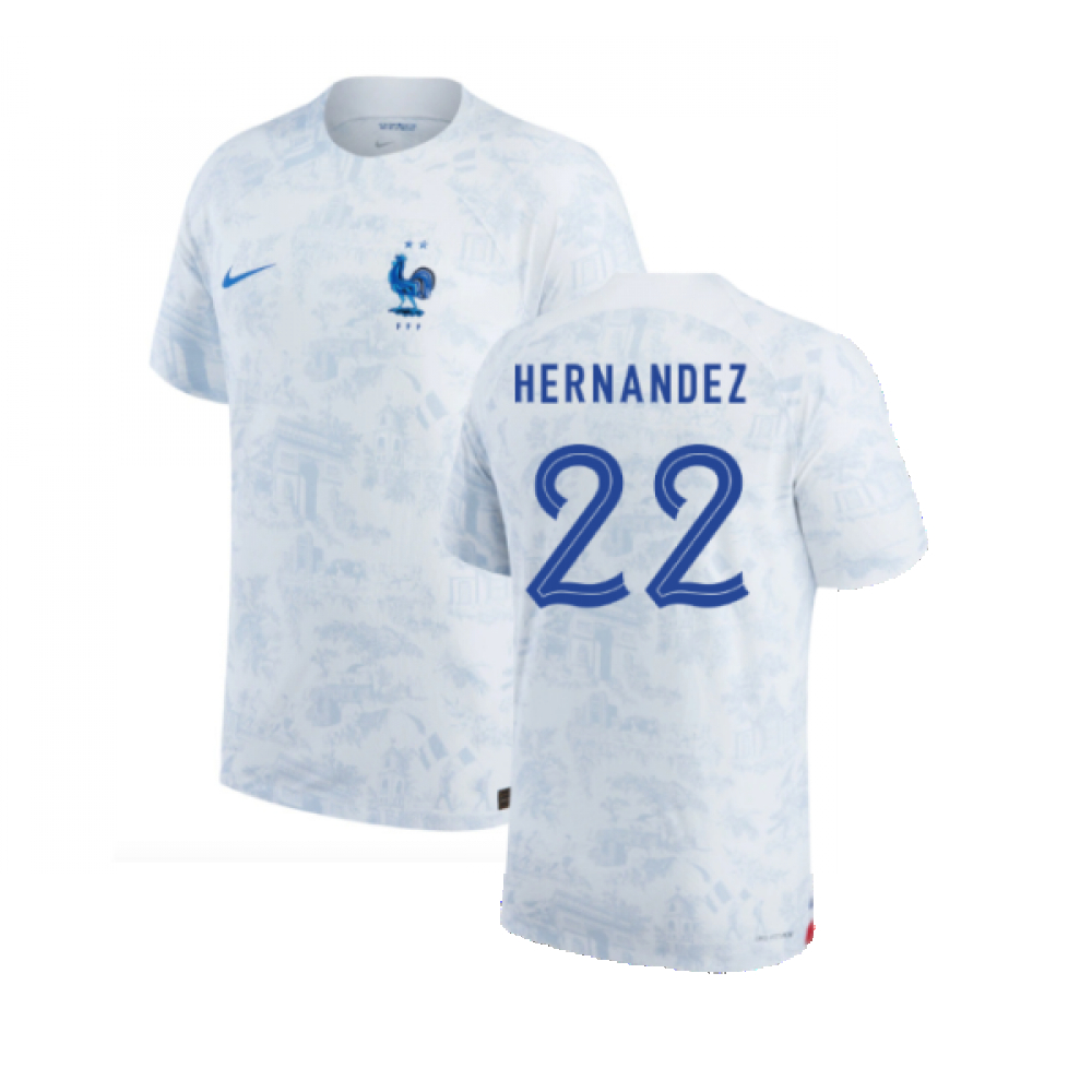'22-'23 France Match Adv Dri-Fit Away Shirt (Hernandez 22) Polyester Made By: Nike Men's White Xxl