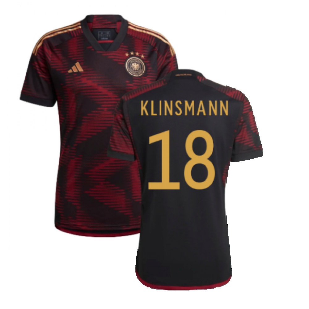 '22-'23 Germany Away Shirt (Klinsmann 18) Polyester Jurgen Klinsmann Made By: Adidas Men's Black 3XL