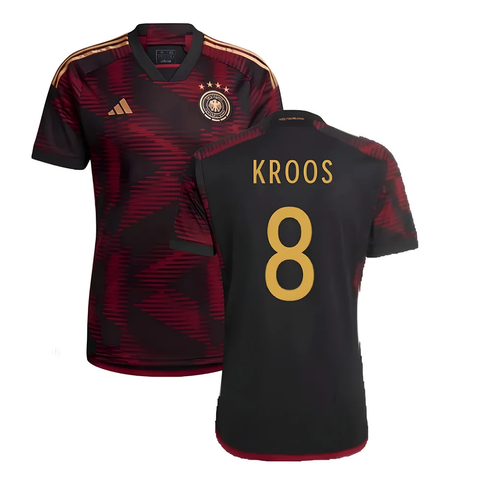 '22-'23 Germany Away Shirt (Kroos 8) Polyester Toni Kroos Made By: Adidas Men's Black 3XL