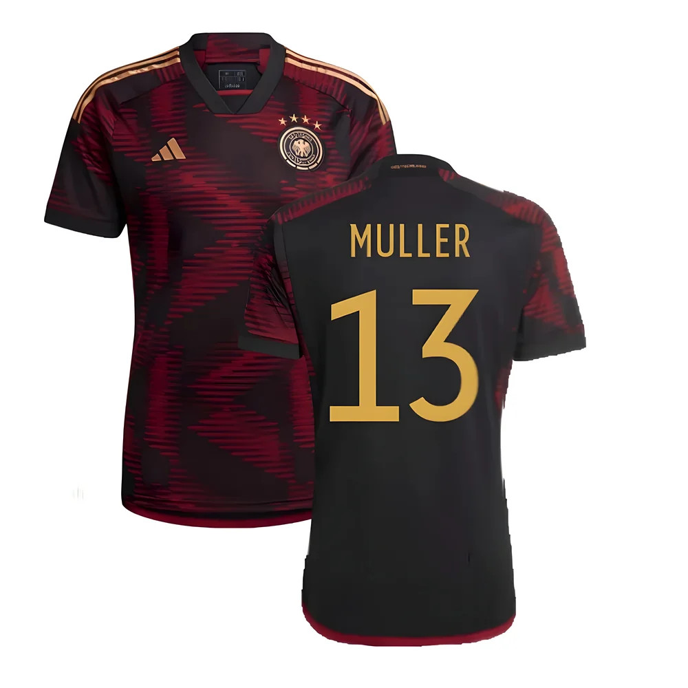 '22-'23 Germany Away Shirt (Muller 13) Polyester Thomas Muller Made By: Adidas Men's Black 3XL