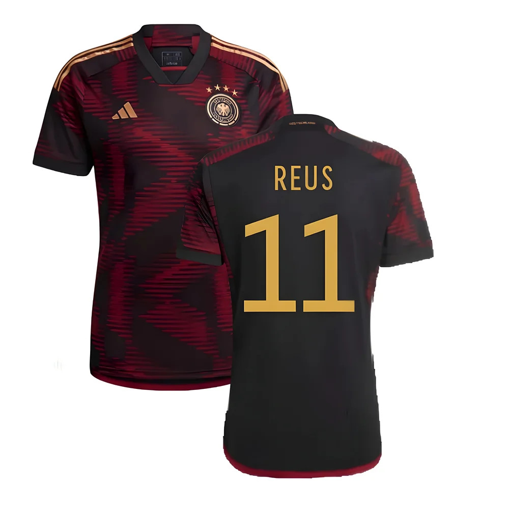 '22-'23 Germany Away Shirt (Reus 11) Polyester Marco Reus Made By: Adidas Men's Black 3XL