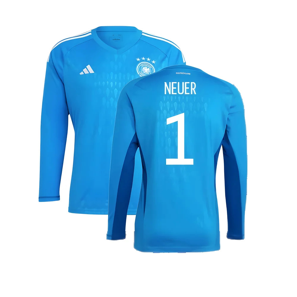 '22-'23 Germany Home Goalkeeper Shirt (Blue) (Neuer 1) Polyester Made By: Adidas Men's Blue Xxl