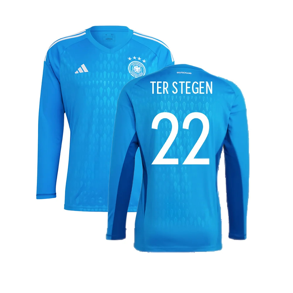 '22-'23 Germany Home Goalkeeper Shirt (Blue) (Ter Stegen 22) Polyester Made By: Adidas Men's Blue Xxl