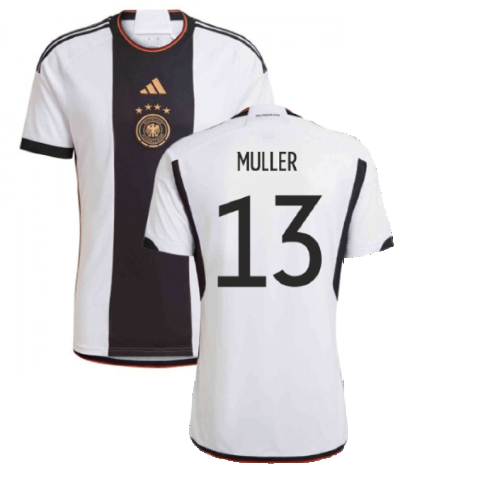 '22-'23 Germany Home Shirt (Kids) (Muller 13) 7-8 Polyester Thomas Muller Made By: Adidas Unisex Kids White Size 15-16