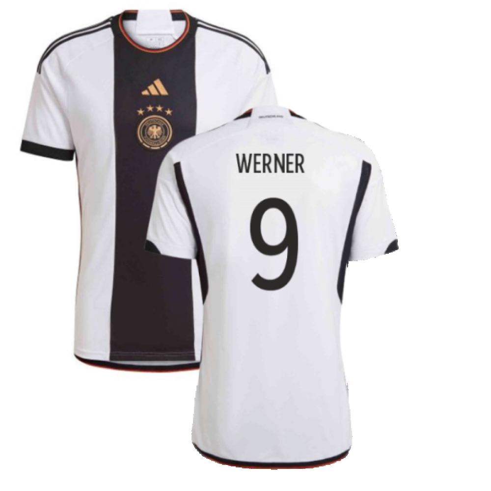 '22-'23 Germany Home Shirt (Kids) (Werner 9) Polyester Timo Werner Made By: Adidas Unisex Kids White Size 7-8