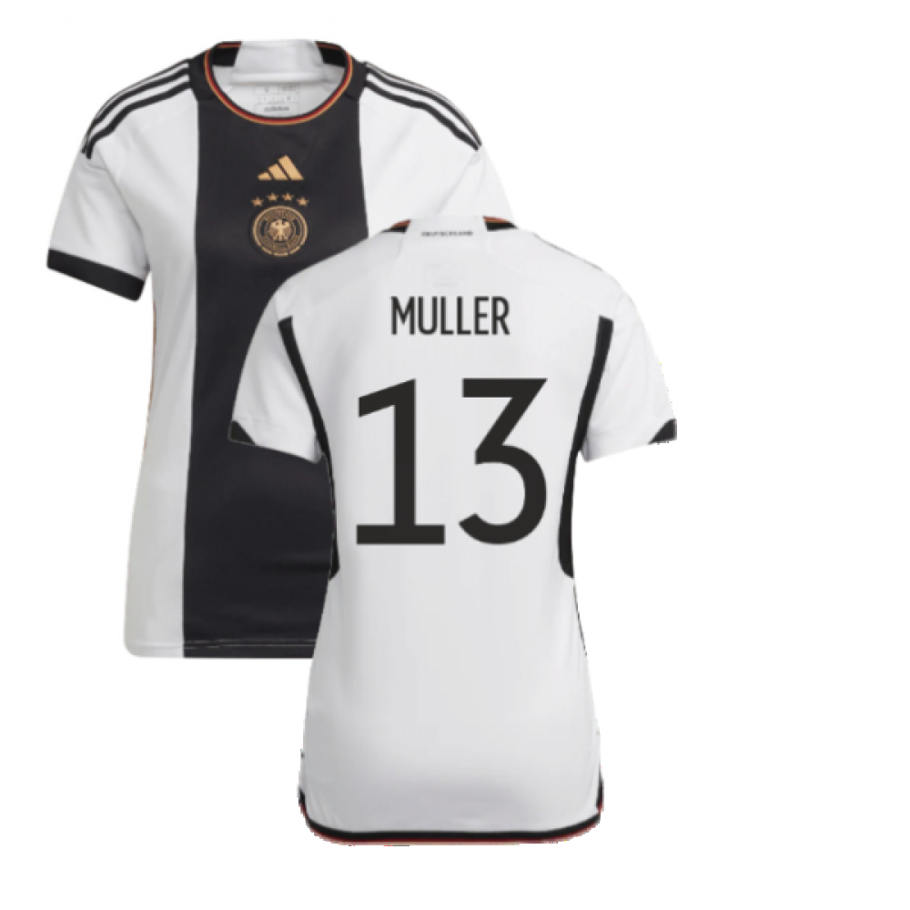 '22-'23 Germany Home Shirt () (Muller 13) Polyester Thomas Muller Made By: Adidas Women's White Small