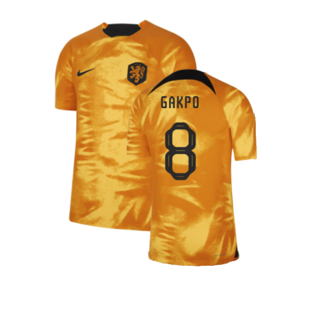 '22-'23 Holland Home Dri-Fit Adv Match Shirt (Gakpo 8) Polyester Made By: Nike Men's Orange Medium