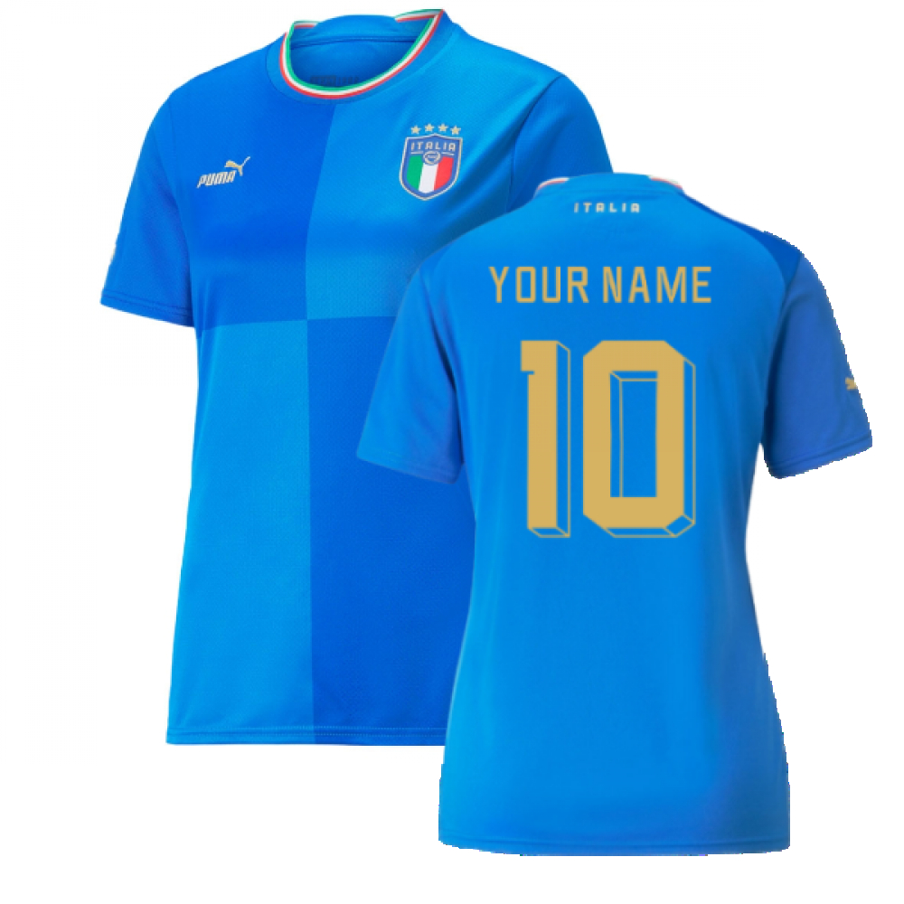 '22-'23 Italy Home Shirt () (Your Name) Polyester Made By: Puma Women's Blue Large