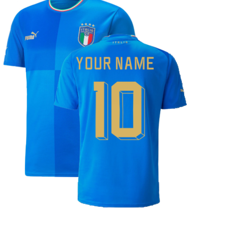 '22-'23 Italy Home Shirt (Your Name) Polyester Made By: Puma Men's Blue Small