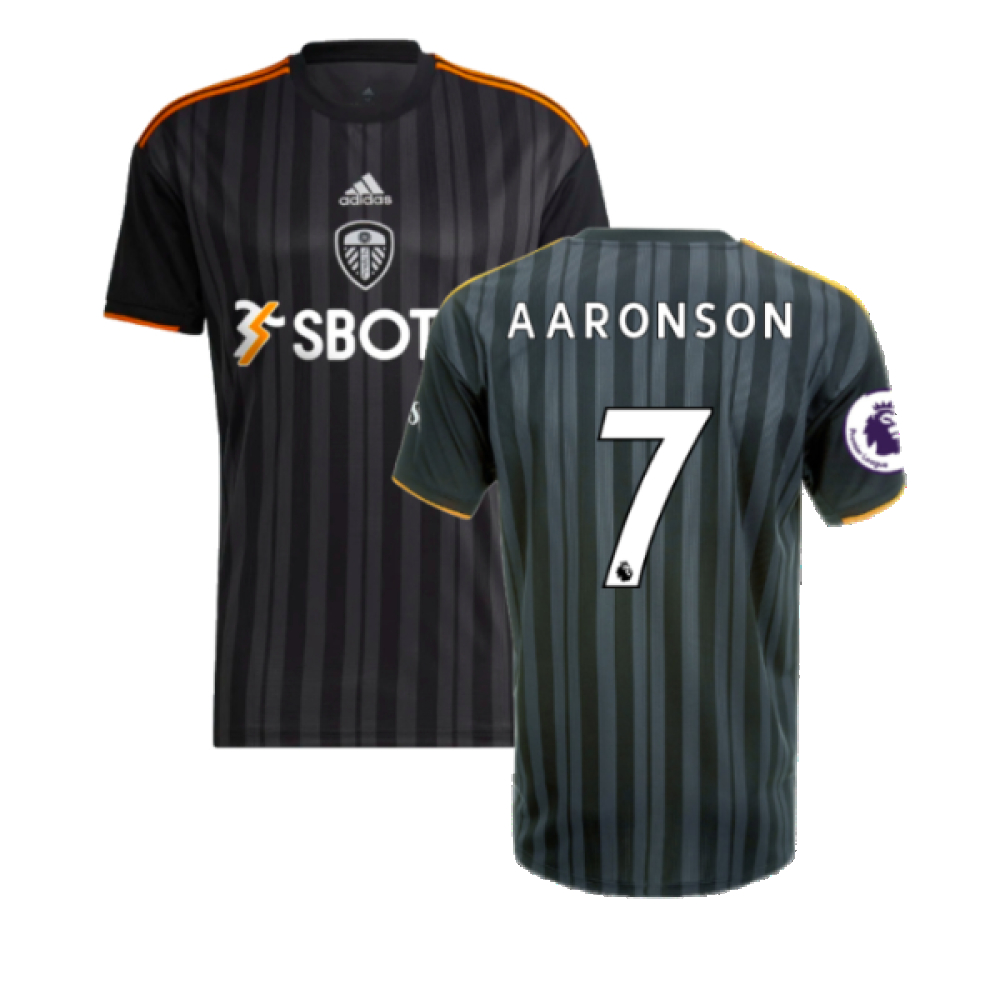 '22-'23 Leeds United Third Shirt (Aaronson 7) Polyester Brendan Aaronson Made By: Adidas Men's Black Extra Large