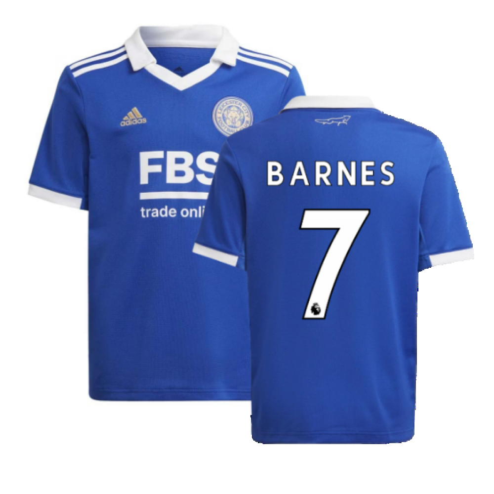 '22-'23 Leicester City Home Shirt (Kids) (Barnes 7) Polyester Harvey Barnes Made By: Adidas Unisex Kids Blue Size 11-12