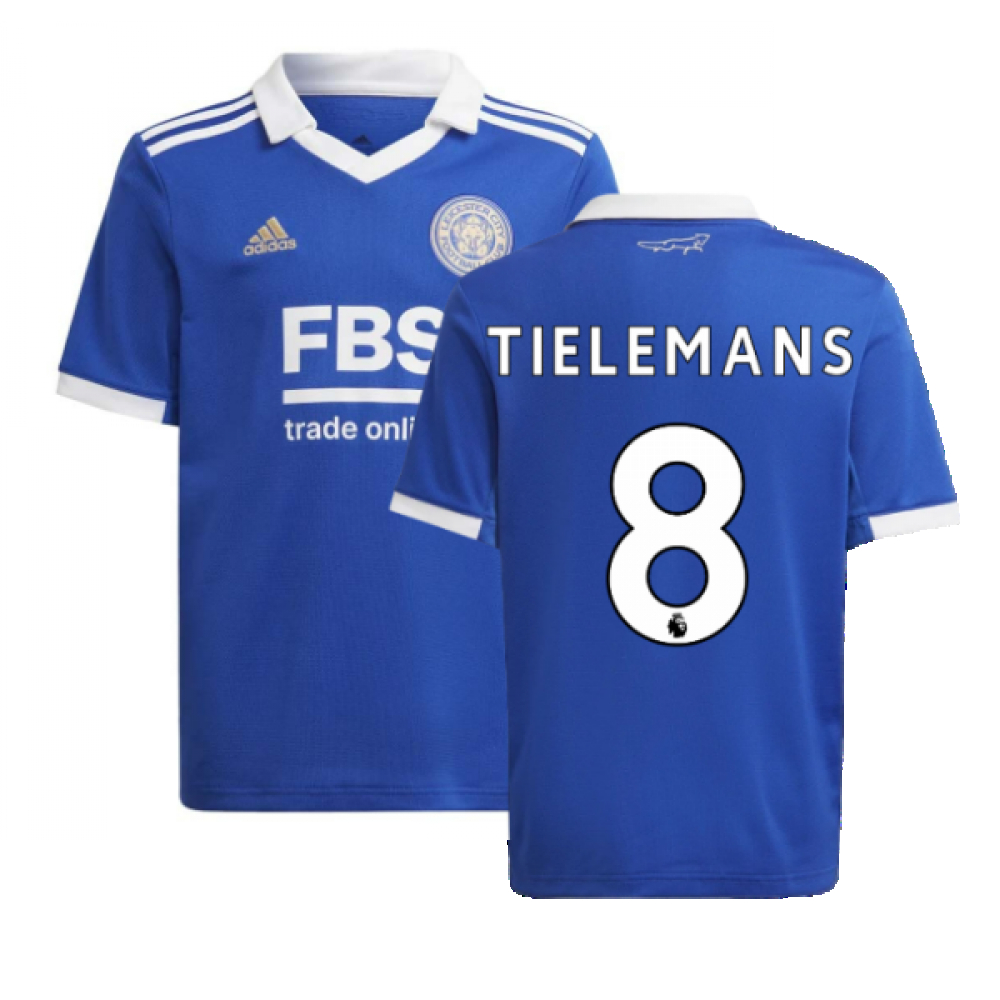 '22-'23 Leicester City Home Shirt (Kids) (Tielemans 8) Polyester Youri Tielemans Made By: Adidas Unisex Kids Blue Size 11-12