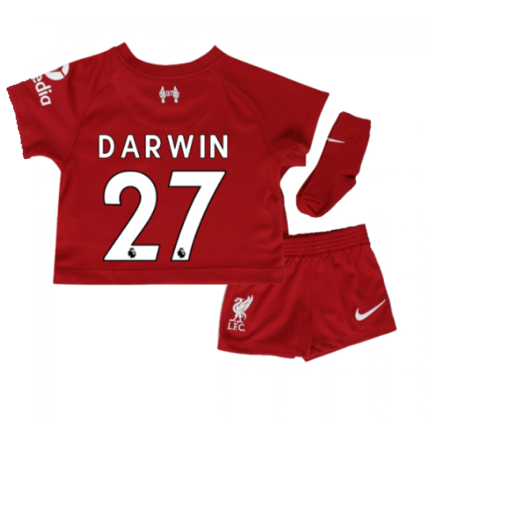 '22-'23 Liverpool Home Baby Kit (Darwin 27) Toddler's Polyester Darwin Nunez Made By: Nike Unisex Toddler Red 6-9 Mo