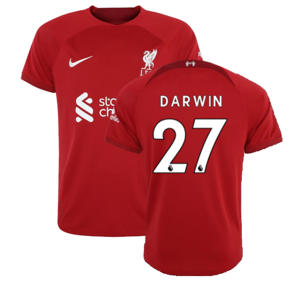 '22-'23 Liverpool Home Shirt (Darwin 27) Polyester Darwin Nunez Made By: Nike Men's Red Extra Small
