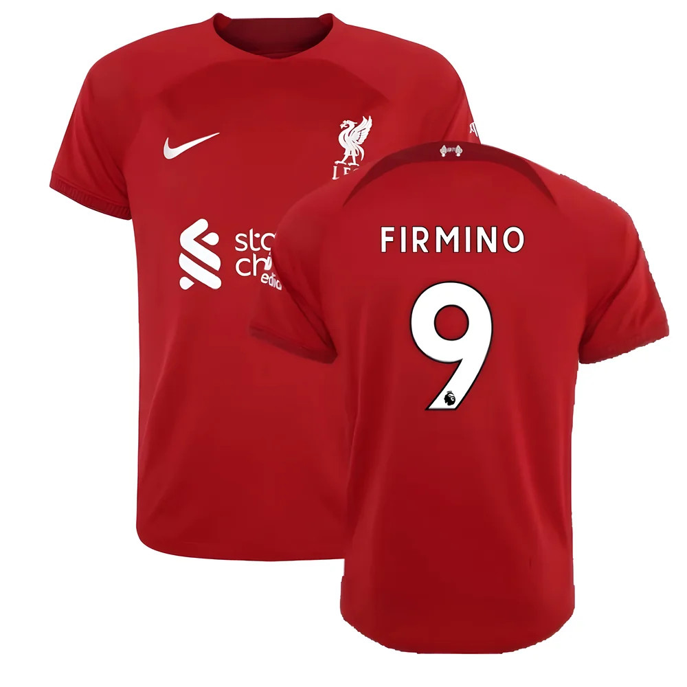 '22-'23 Liverpool Home Shirt (Firmino 9) Polyester Roberto Firmino Made By: Nike Men's Red Extra Small