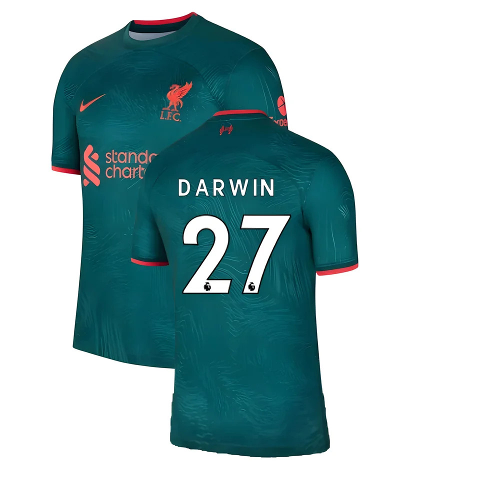 '22-'23 Liverpool Third Shirt (Darwin 27) Polyester Darwin Nunez Made By: Nike Men's Green Small