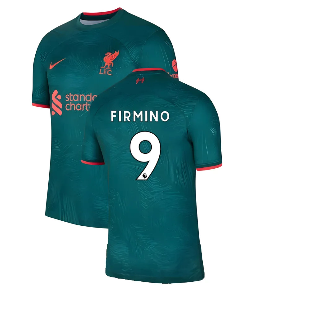 '22-'23 Liverpool Third Shirt (Firmino 9) Polyester Roberto Firmino Made By: Nike Men's Green Small