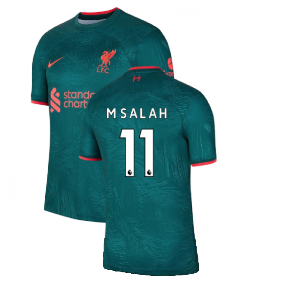'22-'23 Liverpool Third Shirt (M Salah 11) Polyester Mohamed Salah Made By: Nike Men's Green Small