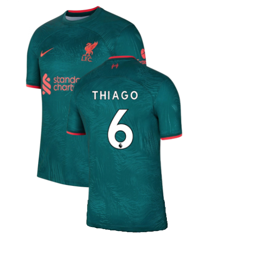 '22-'23 Liverpool Third Shirt (Thiago 6) Polyester Made By: Nike Men's Green Small