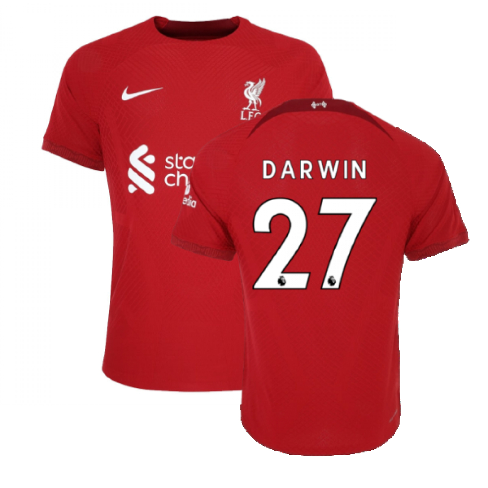 '22-'23 Liverpool Vapor Home Shirt (Darwin 27) Polyester Darwin Nunez Made By: Nike Men's Red Small