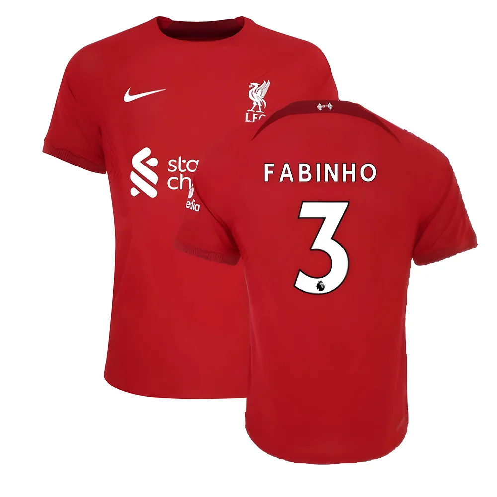 '22-'23 Liverpool Vapor Home Shirt (Fabinho 3) Polyester Made By: Nike Men's Red Xxl