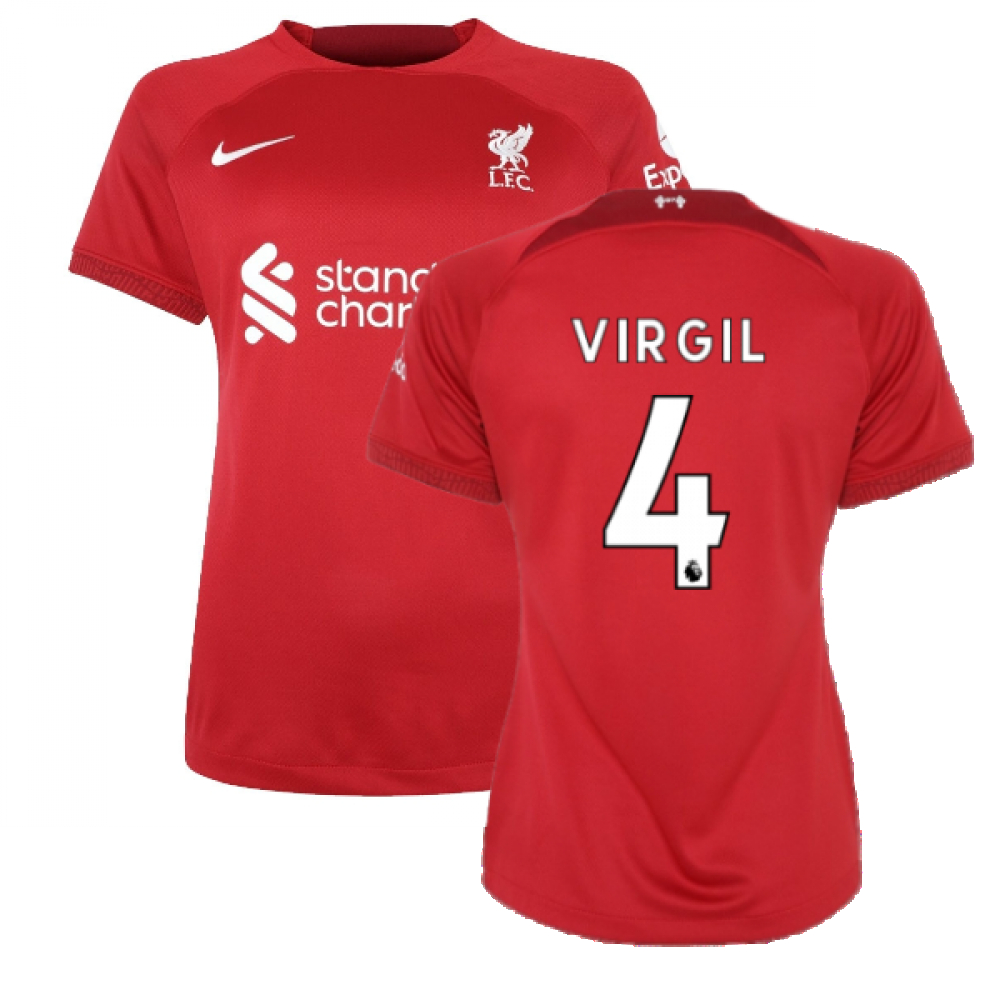 '22-'23 Liverpool Home (Virgil 4) Polyester Virgil Van Dijk Made By: Nike Women's Red Extra Small