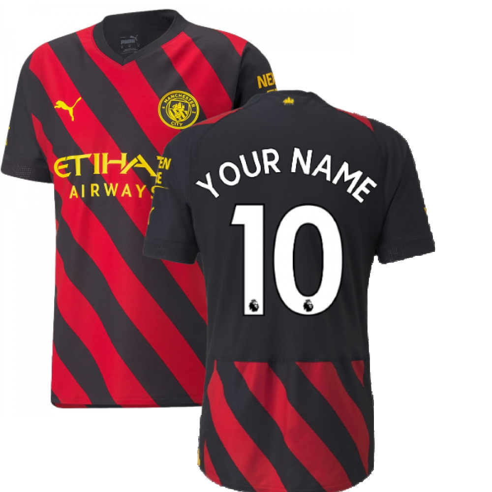 '22-'23 Man City Authentic Away Shirt (Your Name) Polyester Manchester City Made By: Puma Men's Red Small