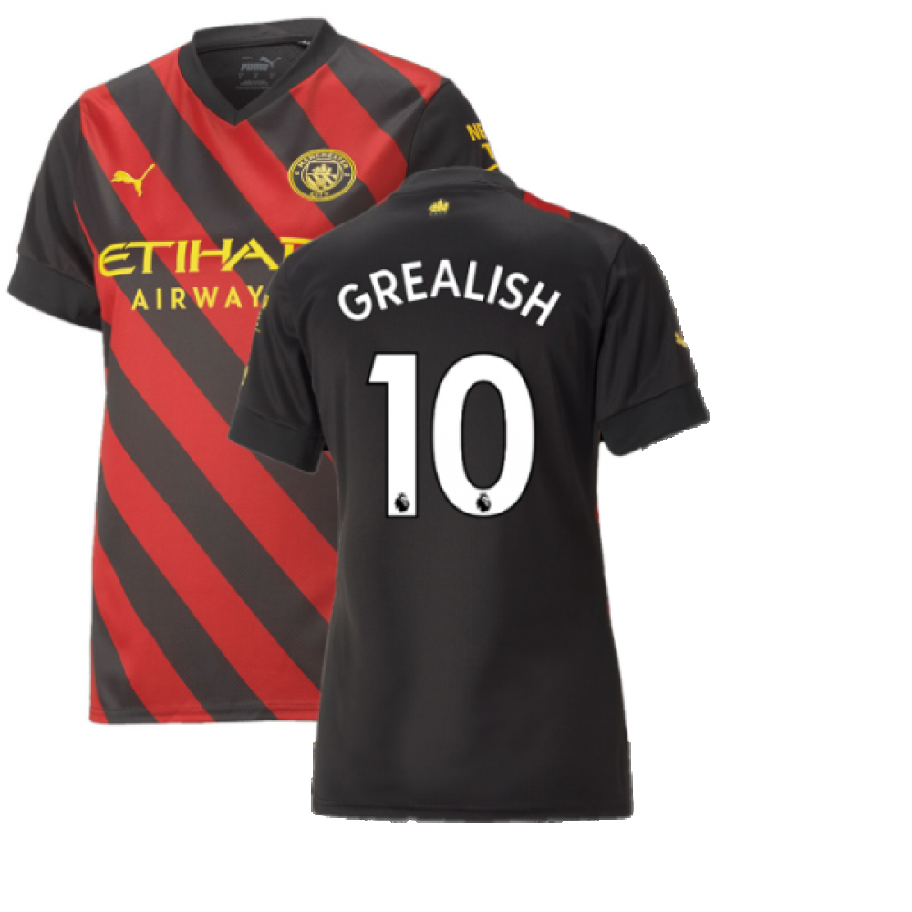 '22-'23 Man City Away Shirt () (Grealish 10) Polyester Jack Grealish Manchester City Made By: Puma Women's Red Xxl