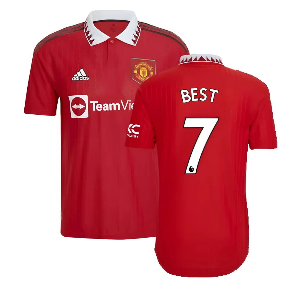 '22-'23 Man Utd Authentic Home Shirt (Best 7) Polyester George Best Manchester United Made By: Adidas Men's Red Xxl