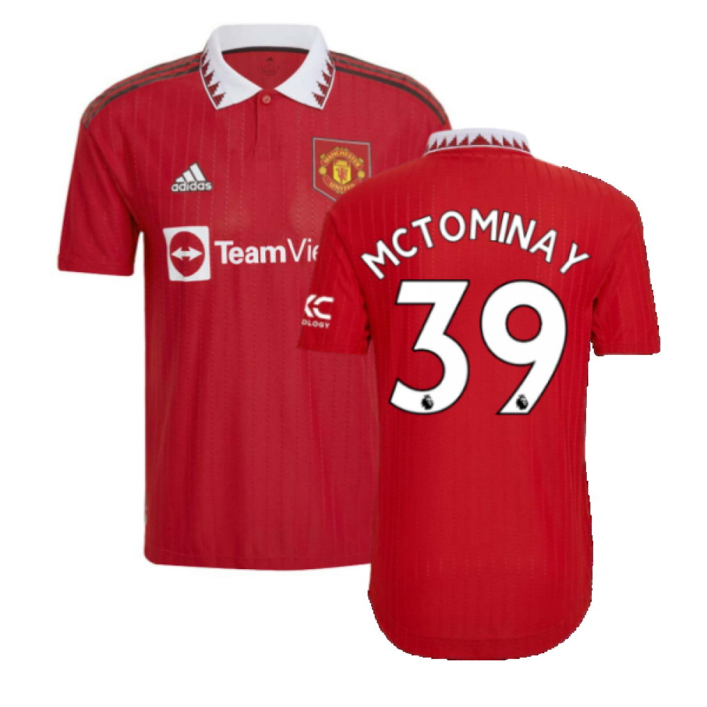'22-'23 Man Utd Authentic Home Shirt (Mctominay 39) Polyester Scott Mctominay Manchester United Made By: Adidas Men's Red Xxl