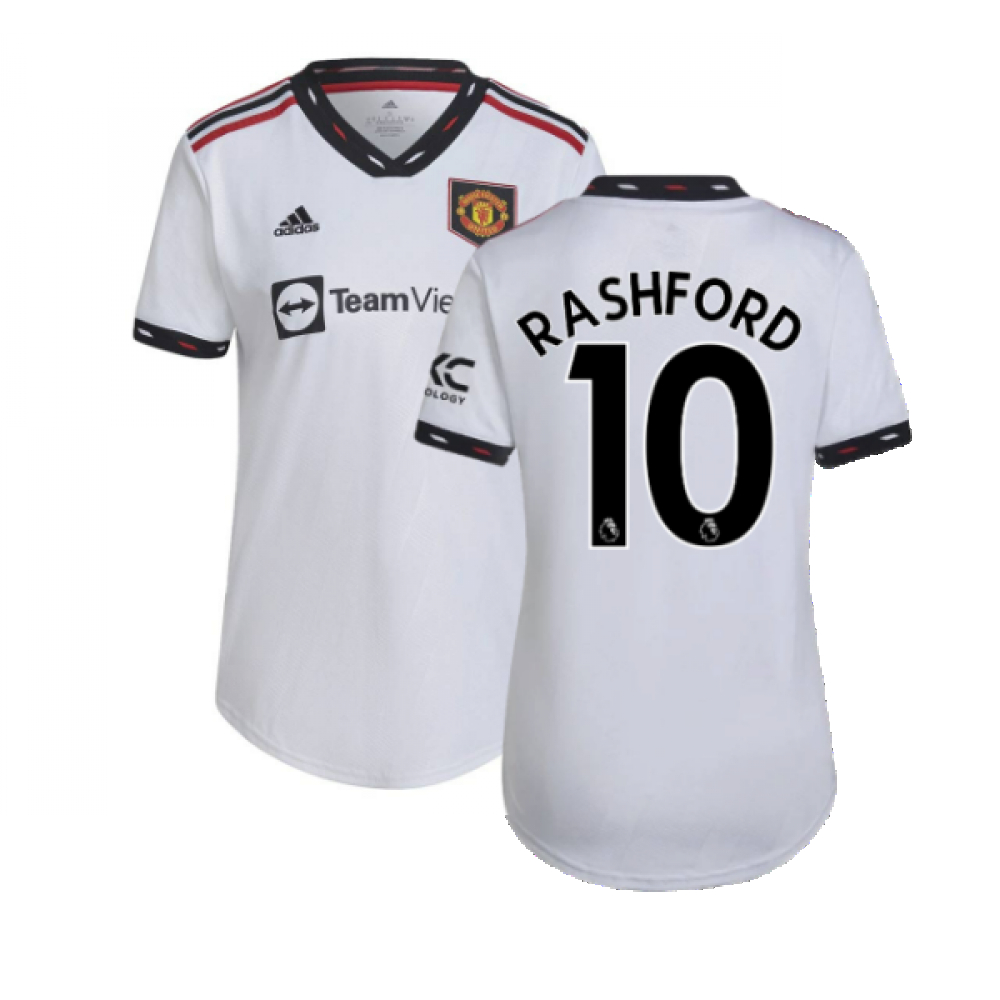 '22-'23 Man Utd Away Shirt () (Rashford 10) Polyester Marcus Rashford Manchester United Made By: Adidas Women's White Extra Large