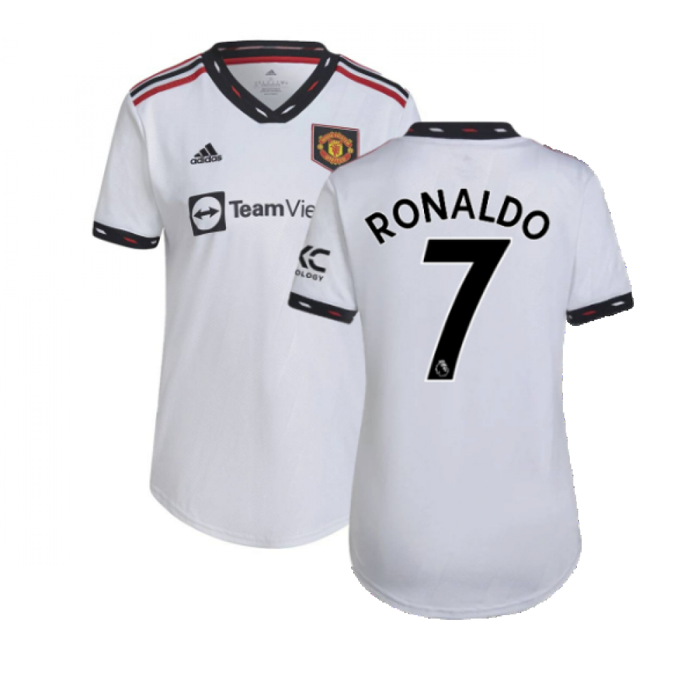 '22-'23 Man Utd Away Shirt () (Ronaldo 7) Polyester Cristiano Ronaldo Manchester United Made By: Adidas Women's White Medium