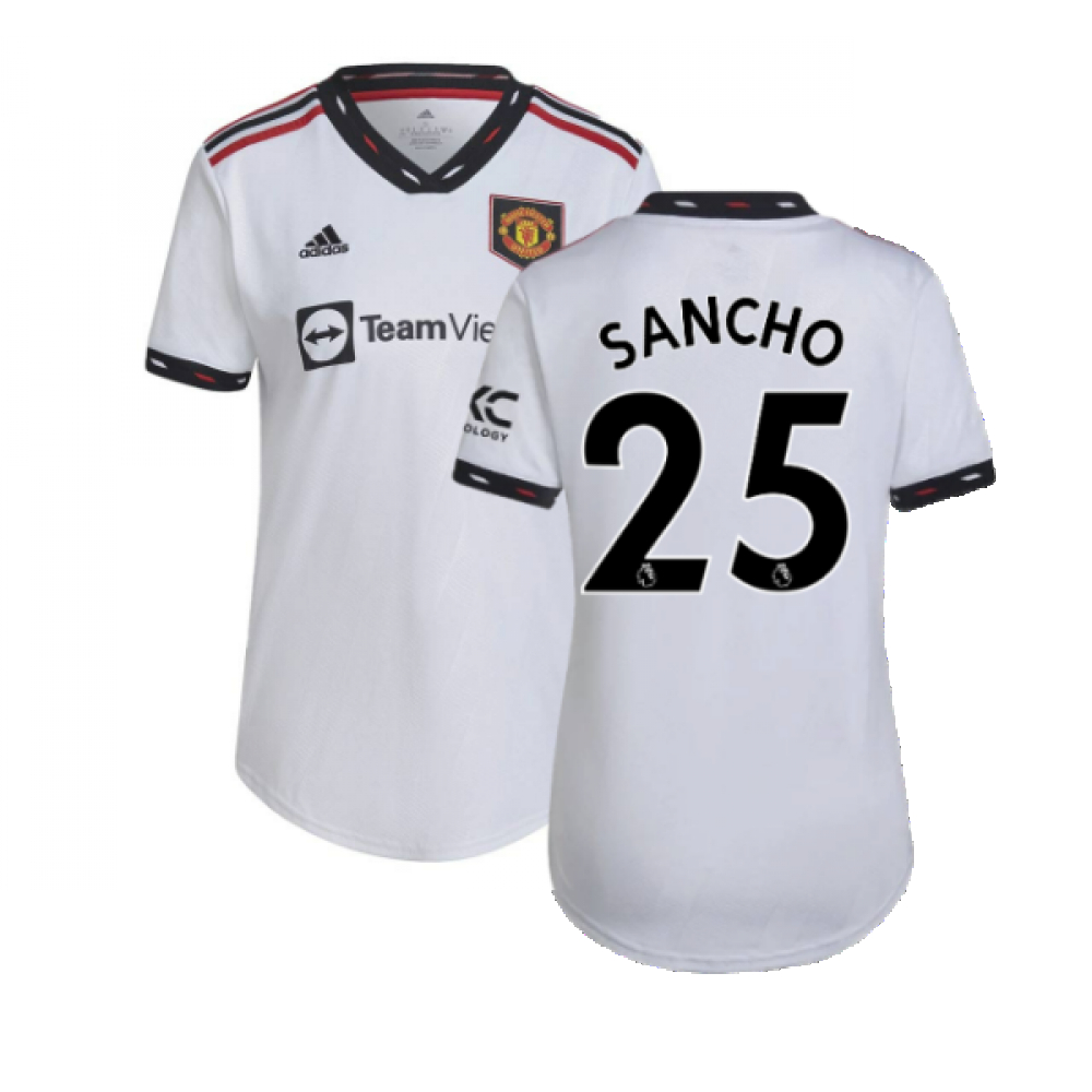 '22-'23 Man Utd Away Shirt () (Sancho 25) Polyester Jadon Sancho Manchester United Made By: Adidas Women's White Medium