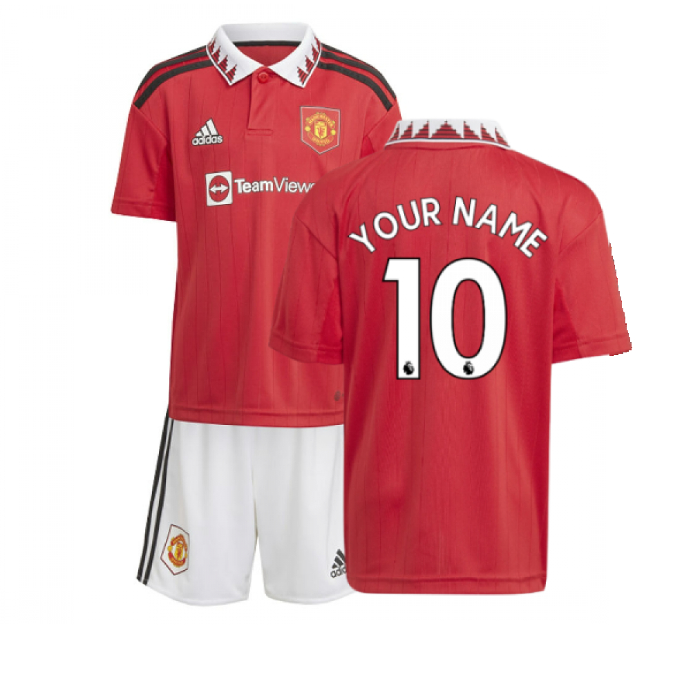 '22-'23 Man Utd Home Mini Kit (Your Name) Toddler's 2-3 Toddler Polyester Manchester United Made By: Adidas Unisex Toddler Red 18-24 Mo