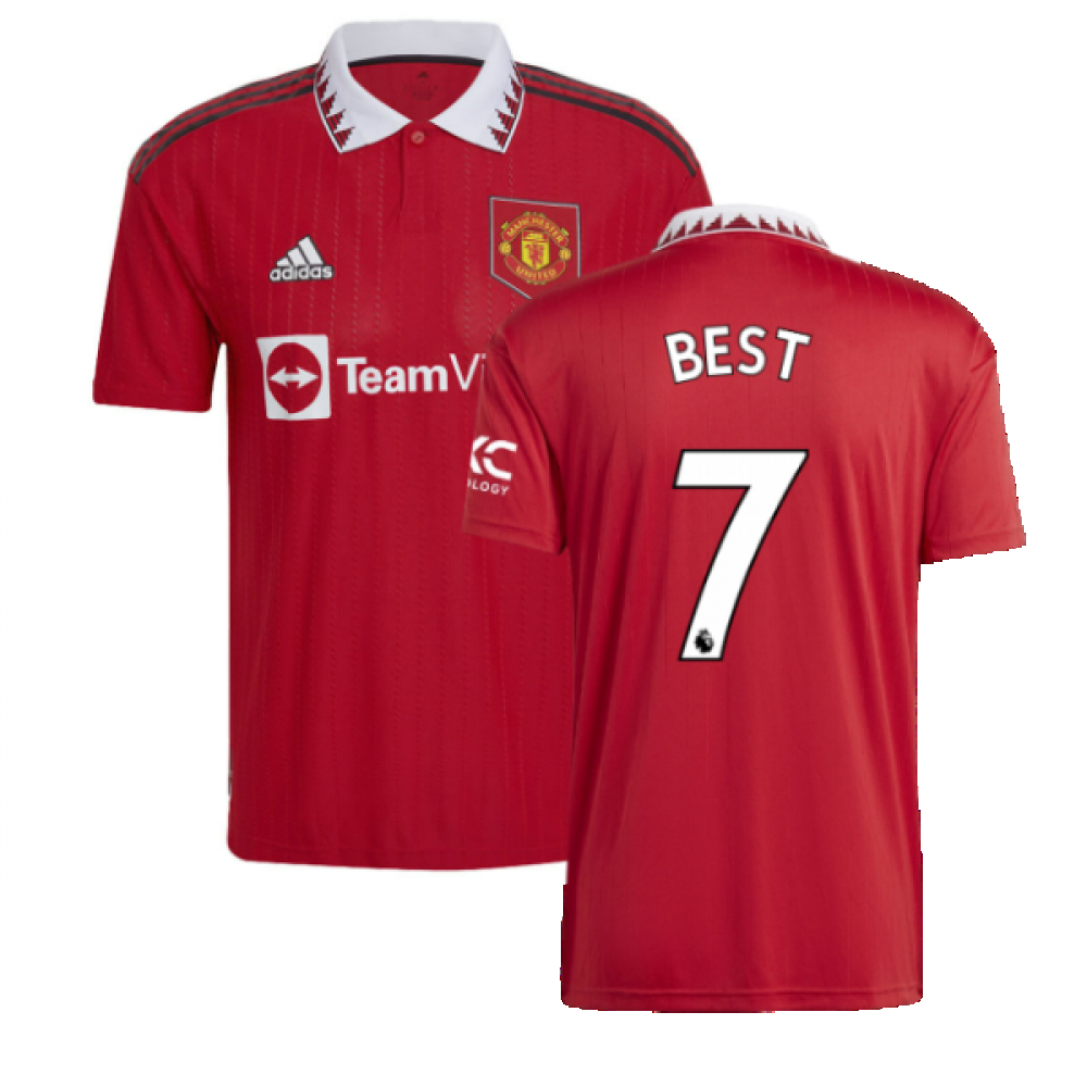 '22-'23 Man Utd Home Shirt (Best 7) Polyester George Best Manchester United Made By: Adidas Men's Blue 3XL