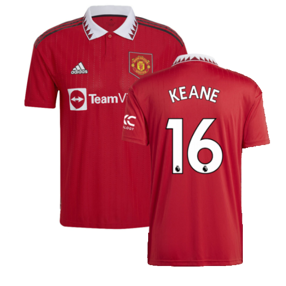 '22-'23 Man Utd Home Shirt (Keane 16) Polyester Roy Keane Manchester United Made By: Adidas Men's Blue 3XL