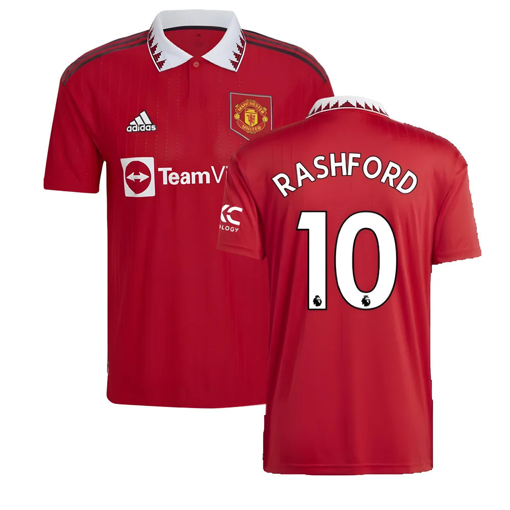'22-'23 Man Utd Home Shirt (Rashford 10) Polyester Marcus Rashford Manchester United Made By: Adidas Men's Blue 3XL