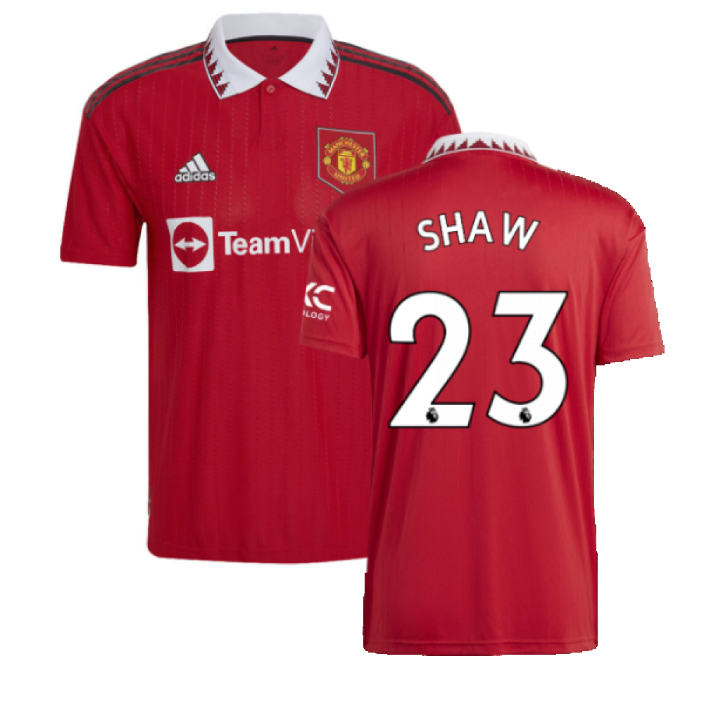 '22-'23 Man Utd Home Shirt (Shaw 23) Polyester Luke Shaw Manchester United Made By: Adidas Men's Blue Xxl