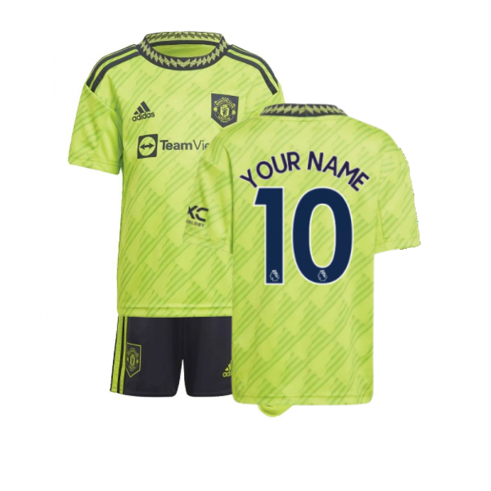 '22-'23 Man Utd Third Mini Kit (Your Name) 2-3 Toddler Polyester Manchester United Made By: Adidas Men's Yellow 18-24 Mo